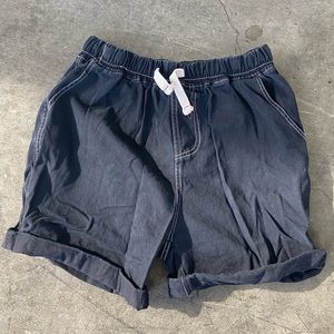 Baggy Black Cotton Cargo Shorts